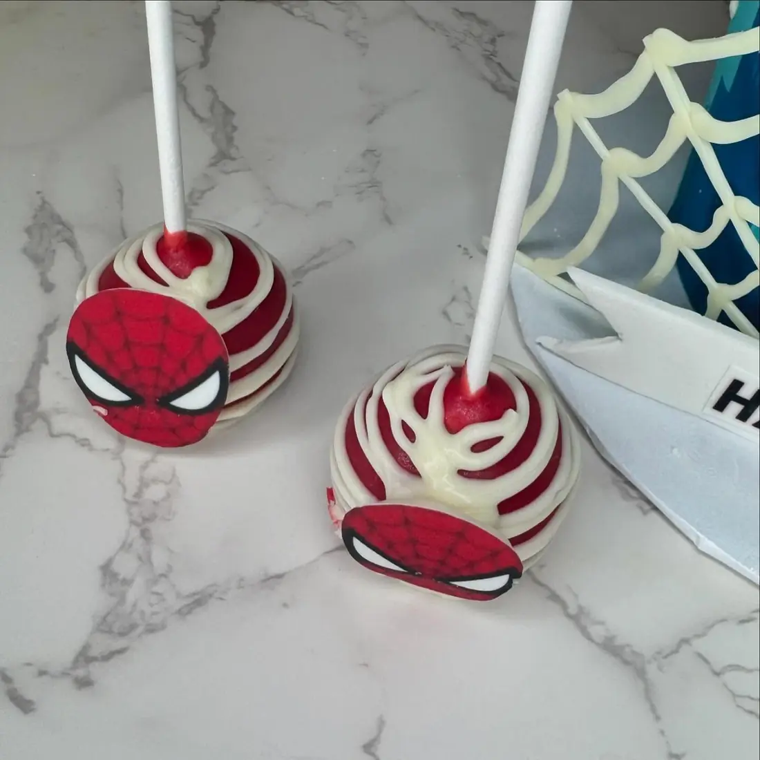Spider-Man themed cake pops